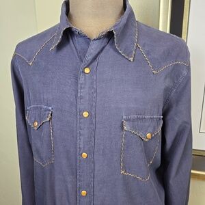 Ryan Michael Mens XL Whipstitch Pearl Snap The Classic Western-53/47 Silk Cotton